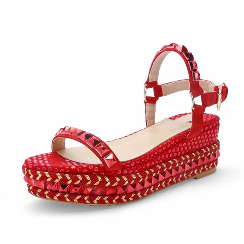 

Brand Platform Wedges Women Sandals String Beads Peep Toe Buckle Strap Thick Bottoms Gladiator Shoes Party Dress Shoes Woman 40