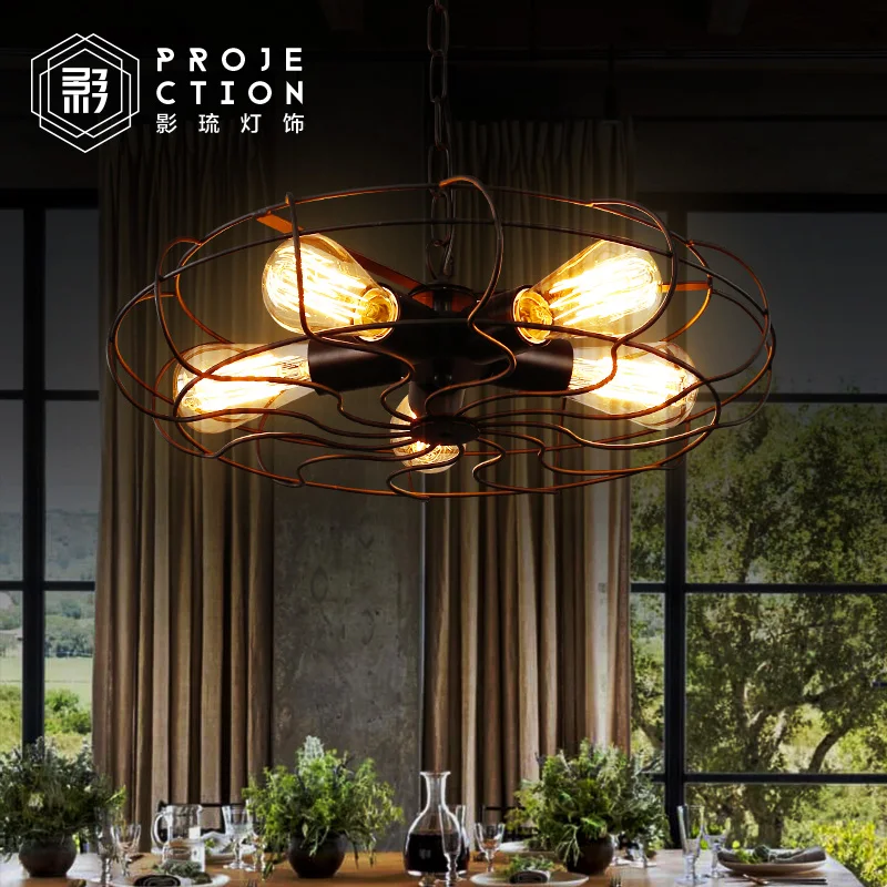 

Rh Loft Vintage American country fan pendant lamp design industry for Study bedroom dining room