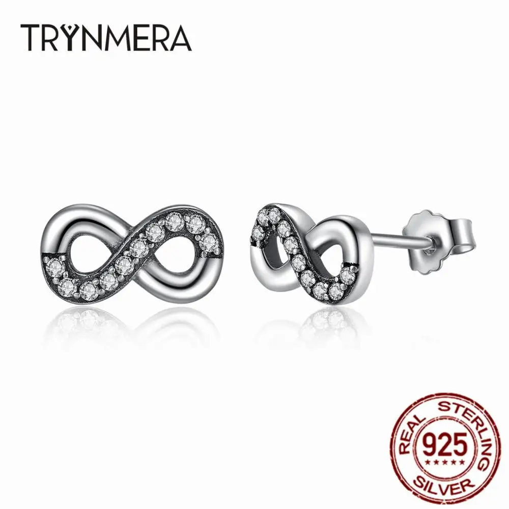 

Trynmera High Quality 925 Sterling Silver Infinity Love, Clear CZ Knot Earrings for Women Fine Jewelry