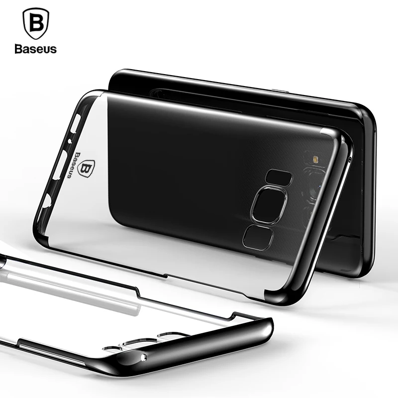 Baseus transparent Case For samsung Galaxy S7 edge Cases Glitter Series Plating Hard PC Plastic Shell for samsung Galaxy S8 plus cases-for-s8+
