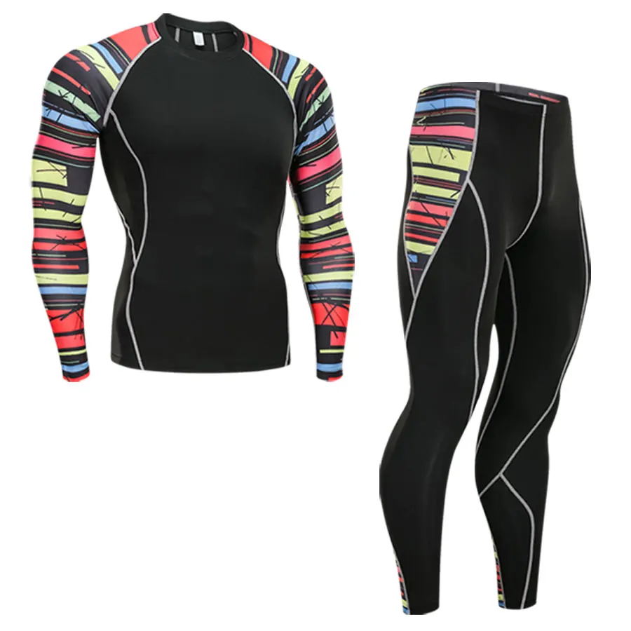 Комплект нижнего белья для лыж> Мужское зимнее Термобелье> Костюм для бега> сжатое термобелье одежда для тренировок 4XL - Цвет: Бирюзовый