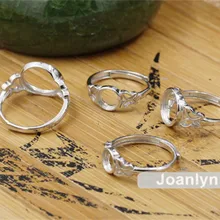 Joanlyn кольцо база для 6 мм/6,5 мм/9 мм/10 мм/12 мм круглые кабошоны с покрытием из белого золота 925 серебро Регулируемые кольца JZ342