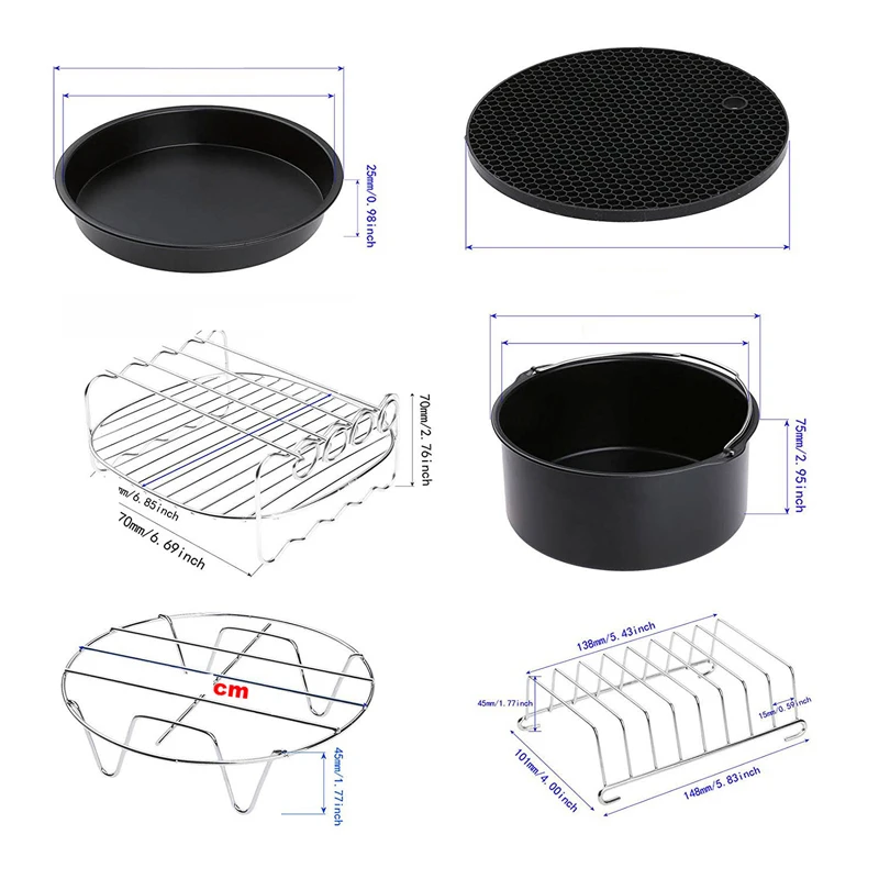 Kbxstart 3 5 5.8QT набор аксессуаров для фритюрницы 7 дюймов шт. Friteuse freidora sin aceite кухонных