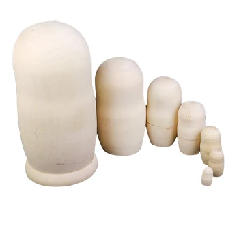 

7pcs/set DIY Hand-paint Unpainted Wooden Unpainted Blank Embryos Russian Dolls Matryoshka Kids Art Gift Sets BDF99