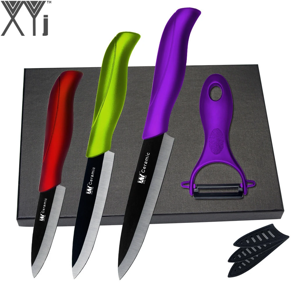 XYj Multi colors Ceramic Knives Black Blade Zirconium Oxide Cooking Tools 3" 4" 5" Kitchen Knife