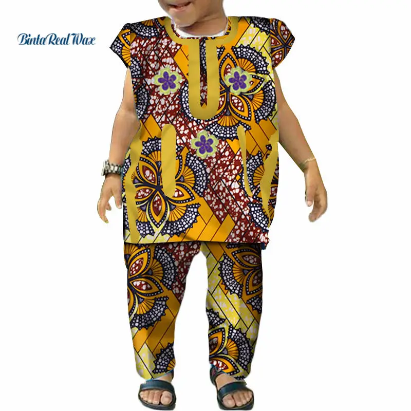 Антисексуальная для мальчиков и девочек, топы и штаны, комплекты в африканском стиле фут хлопка африканская печать футболка Анкара и комплекты со штанами в африканском стиле Одежда WYT223