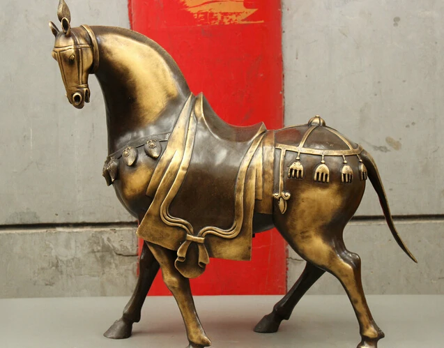 

wholesale factory 21 Folk China Chinese Copper Bronze Year Zodiac JiXiang Run Tang Horse Statue