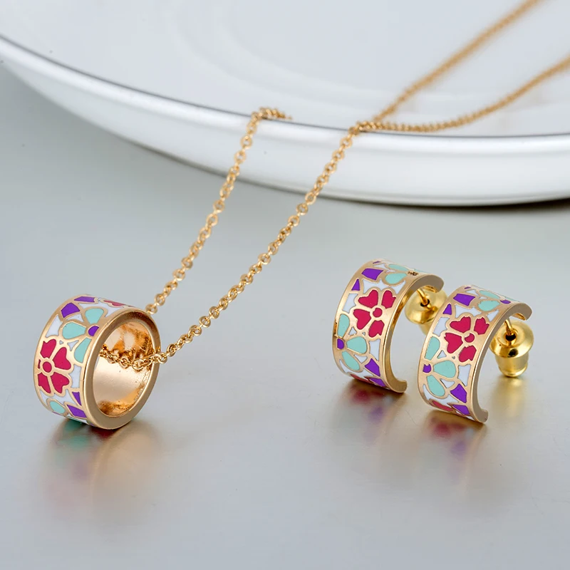 Buy Enamel Jewelry Sets Gold Luxury Women Necklace