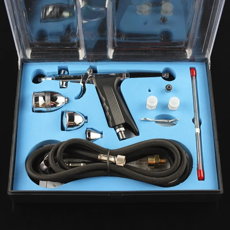 Conjunto de Aerógrafo de Ação Dupla para Pintura Pulverizador de Pistola de Pintura Ophir Corporal Hobby Modelo Toque-up Automática _ Ac069 0.3mm 0.5mm 0.8mm 10 Beleza e saúde