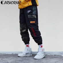 CARWORNIC камуфляжные дамские шаровары мужские лоскутные боковые уличные хип хоп брюки карго беговые повседневные мешковатые камуфляжные хипстерские штаны Беговые