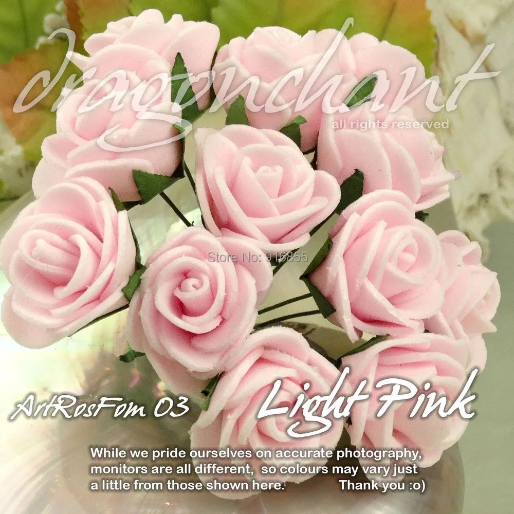 Sale!!!72pcs 25mm Head Light Pink Pe Rose Foam Mini Flower Bouquet