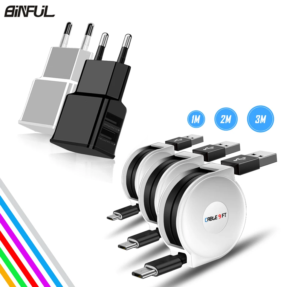 1/2/3 метра Micro USB Выдвижной зарядный кабель для Samsung Galaxy J3/J5/J7 2017 A3/A5/A7 2016 портативный