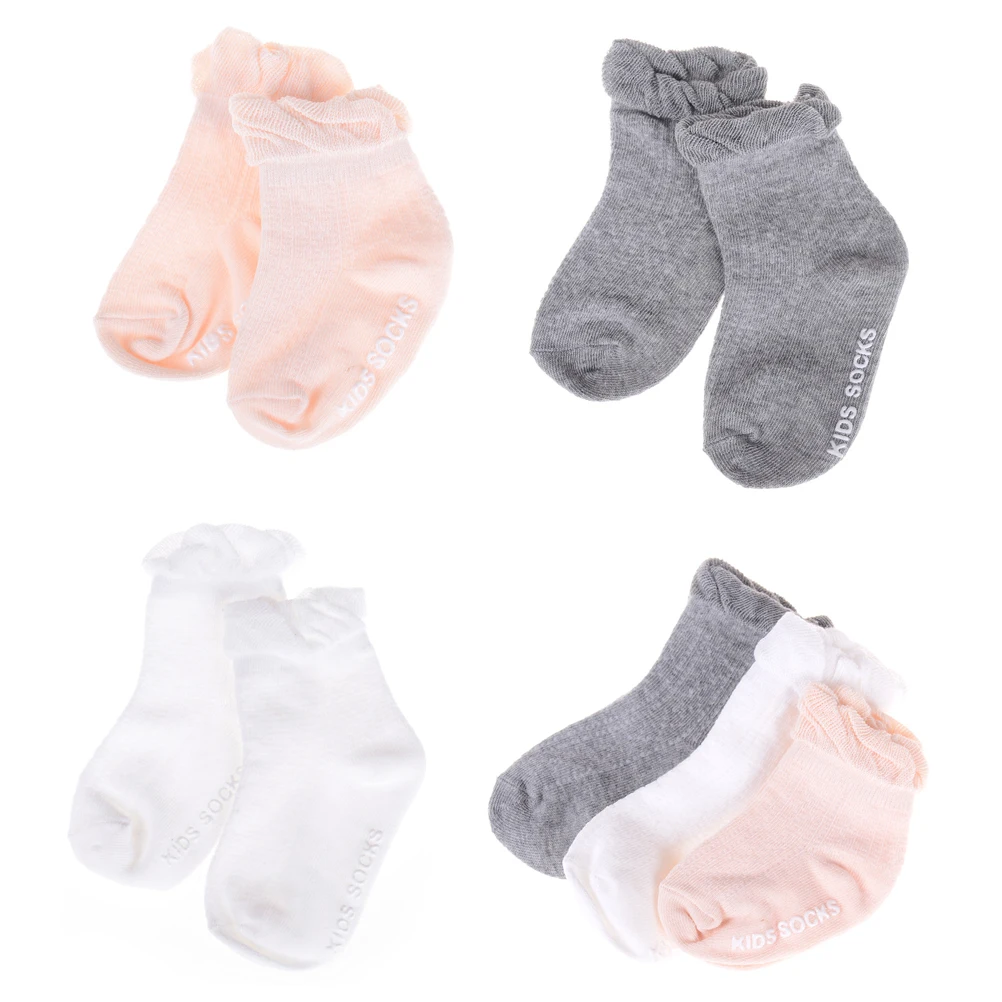 2018 New Candy Color Lace ripple kids Baby Girl Princess Summer Socks 3colors Newborn Children Sock Comfortable breathable 0-2-4