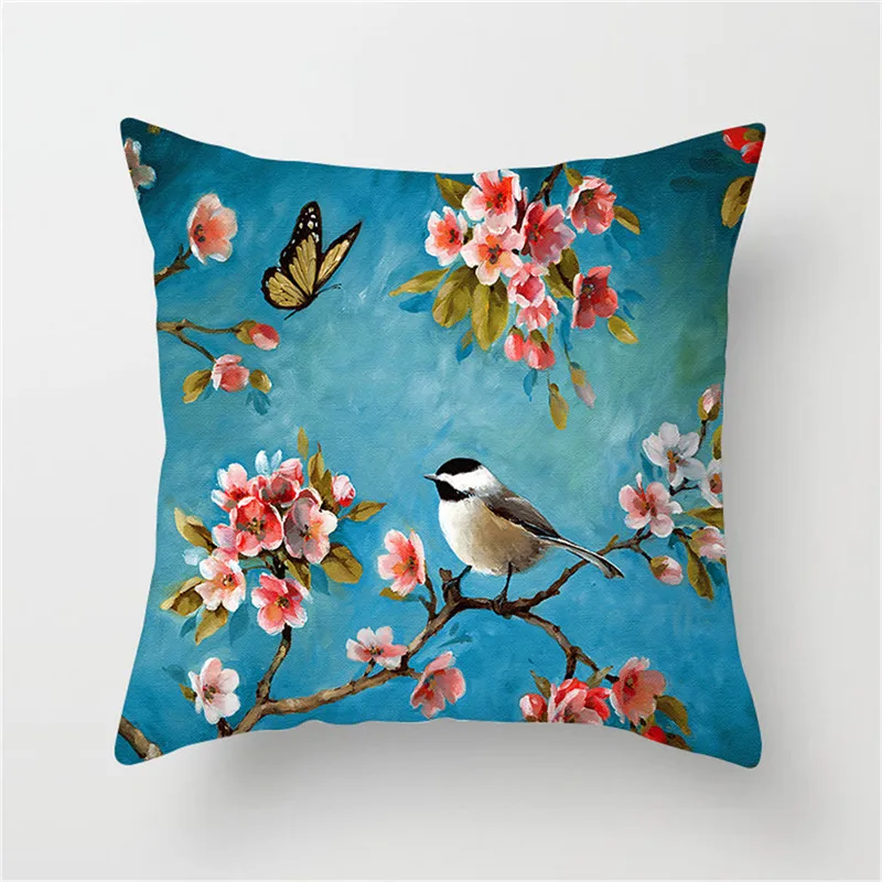 Fuwatacchi сливы подушки Чехлы Фламинго птицы Подушка вишневого цвета чехол для домашнего стула дивана украшения желтые наволочки