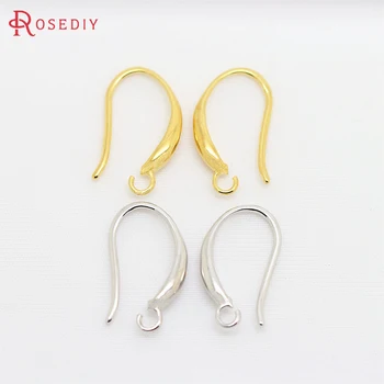 

10PCS Height 15MM 24K Gold Color Plated Brass Earring Hooks High Quality Diy Jewelry Findings Accessories Wholesale