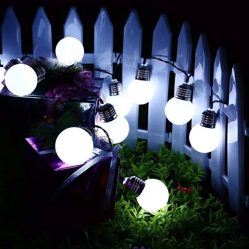 Солнечный глобусы строки светильник s G50 10/20 Вт, 30 Вт, светодиодный открытый Водонепроницаемый сад елочный шар светящиеся гирлянды светильник для дома вечерние свадебные туфли