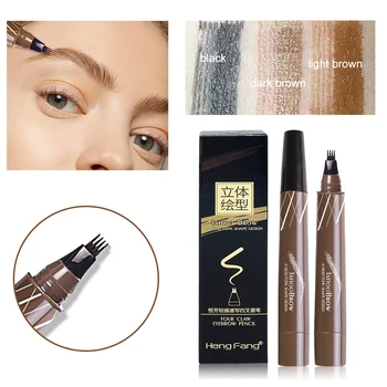 

New 3 Colors Fork Eyebrow Pen Eye Makeup Microblading Waterproof 4 Head Durable Lasting Eyebrown Tattoo Tint Pencil Cosmetics