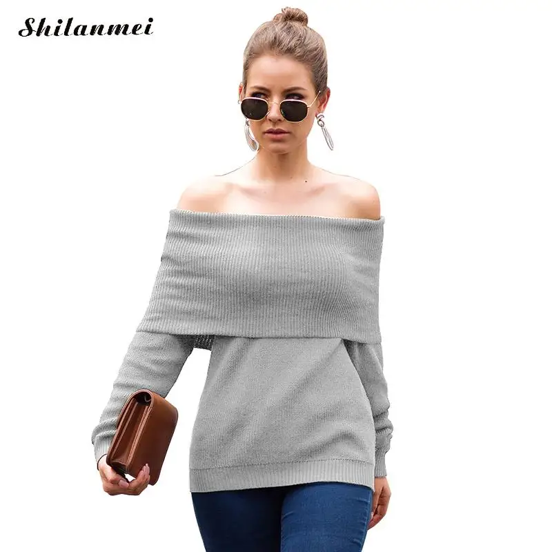 

Women Cotton Turtleneck Soft Pullovers Pure Color Fashion Multi-Way Solid Knitted Sweater Streetwear Fashion Pull Femme Tops