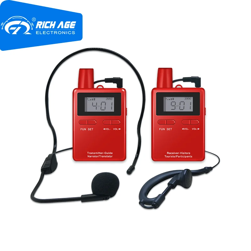 Rich Age RC2401 Цифровая Беспроводная портативная система путеводства 1 передатчик и