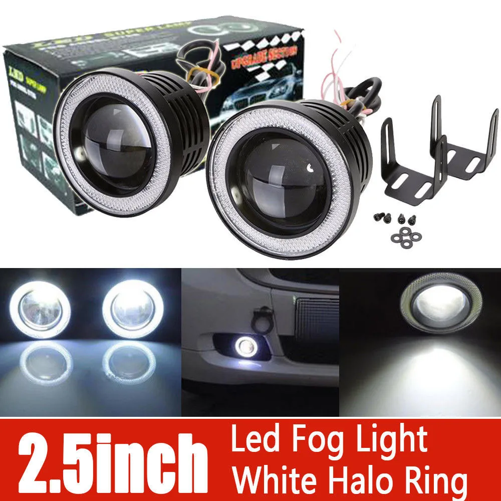 

Krator 2PCS 2.5INCH COB LED Fog Light Projector Lens Car Angle Eyes Halo Ring DRL Lamp Work light