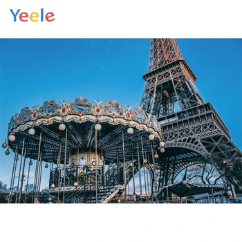 

Yeele Eiffel Tower Carousel Playground Children Paris Photography Backgrounds Customized Photographic Backdrops for Photo Studio