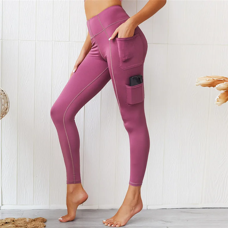 

SVOKOR High Waist Pocket Female Leggings Black Slim High Stretch Fitness Leggings Ladies Exercise Polyester Legging Womem