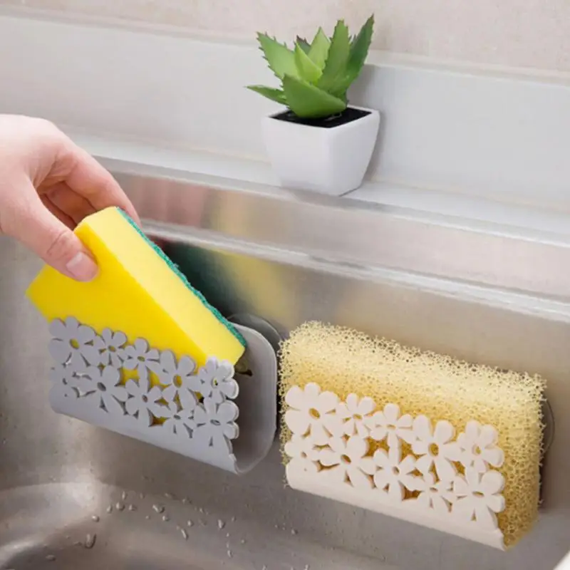 

Bathroom Shelf Sponge Clothes Storage Rack Suction Kitchen Clean Holder Clip Rag Hollow Drain Rack Soap Hanging Shelves Dropship