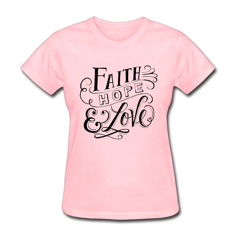 Women Faith Love Hope Vintage short sleeve T Shirts best Pink-in T-Shirts from Women's Clothing 