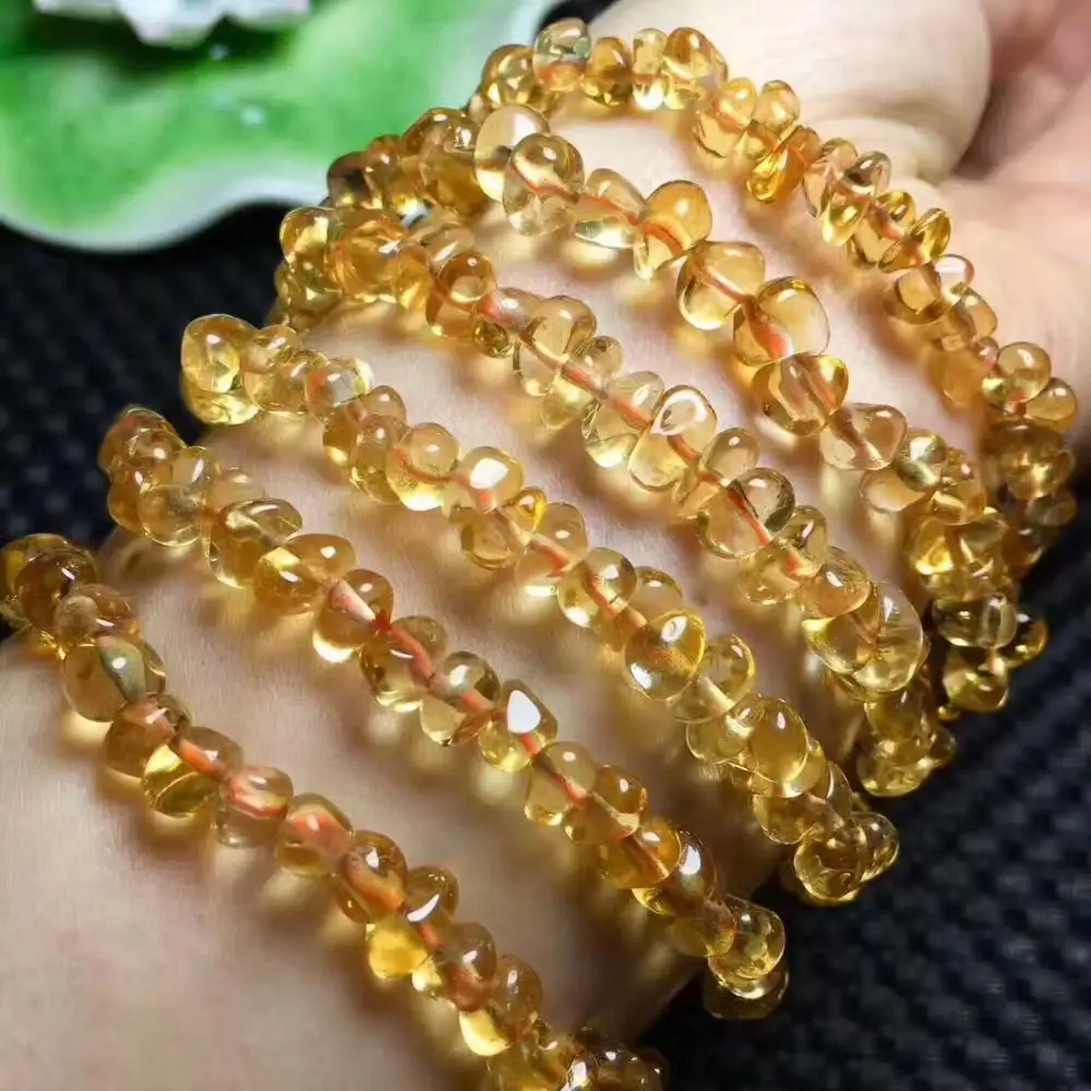 

free shipping Genuine Natural Citrine Quartz Crystal Beads Bracelet