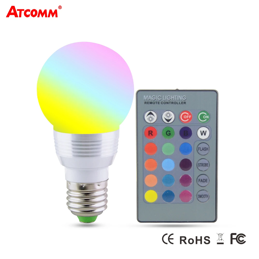 

E27 RGB Diode Bulb 5W 85-265V 16 Colors RGB LED Lamp With 24 Key IR Remote Controller Dimmable Colorful Bubble Ball bombillas