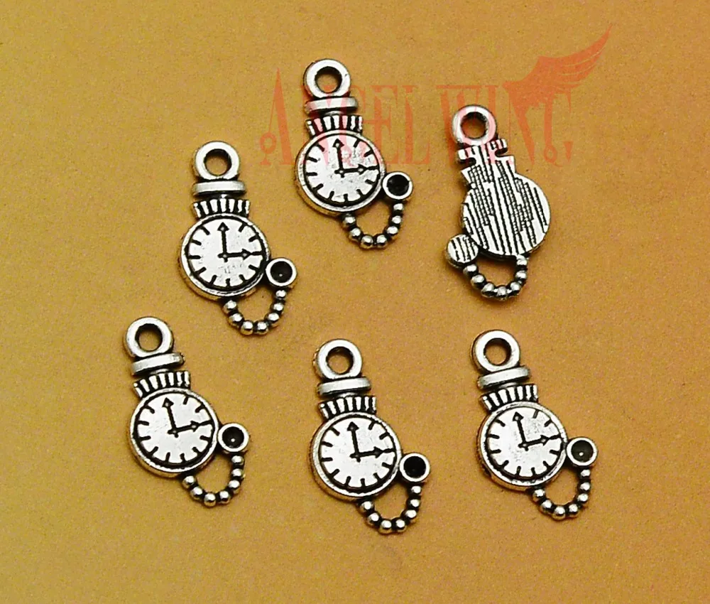 

80pcs/lot--9x16mm, Clock chams,Antique silver plated watches charms,DIY supplies,Jewelry accessories