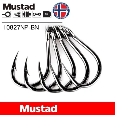 Mustad Рыбалка Крючки 10827NP-BN крючок для ловли карпа 1#1/0-12/0 Южное масло гигантский морской колючий рыболовный крючок черная рыба Высокоуглеродистая сталь Pesca