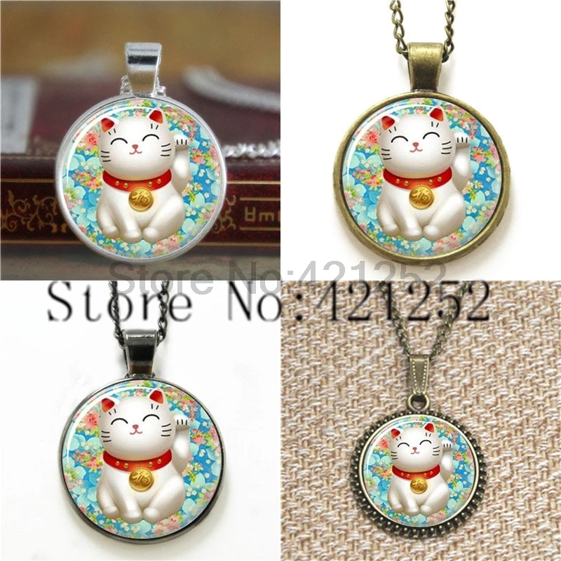 Счастливый и синий Chiyogami Манеки Neko художественное ожерелье брелок Закладка