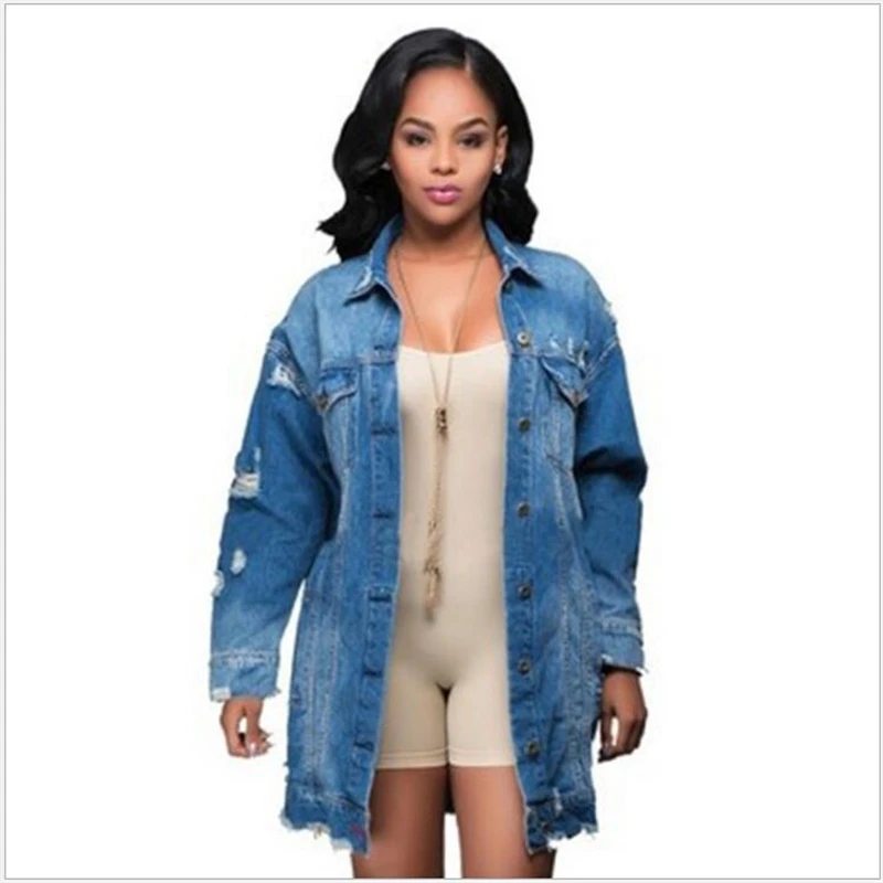 Most effective New Denim Jackets Women Hole Boyfriend Style Jean Jacket Denim Loose Spring Autumn Denim Jeans Coat