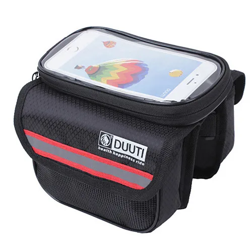 Sale 5 Color Waterproof Touch Screen Bicycle Bags Cycling Fluorescence Band Frame Bike Front 5.0 inch Mobile Phone Tube Storage Bag 0