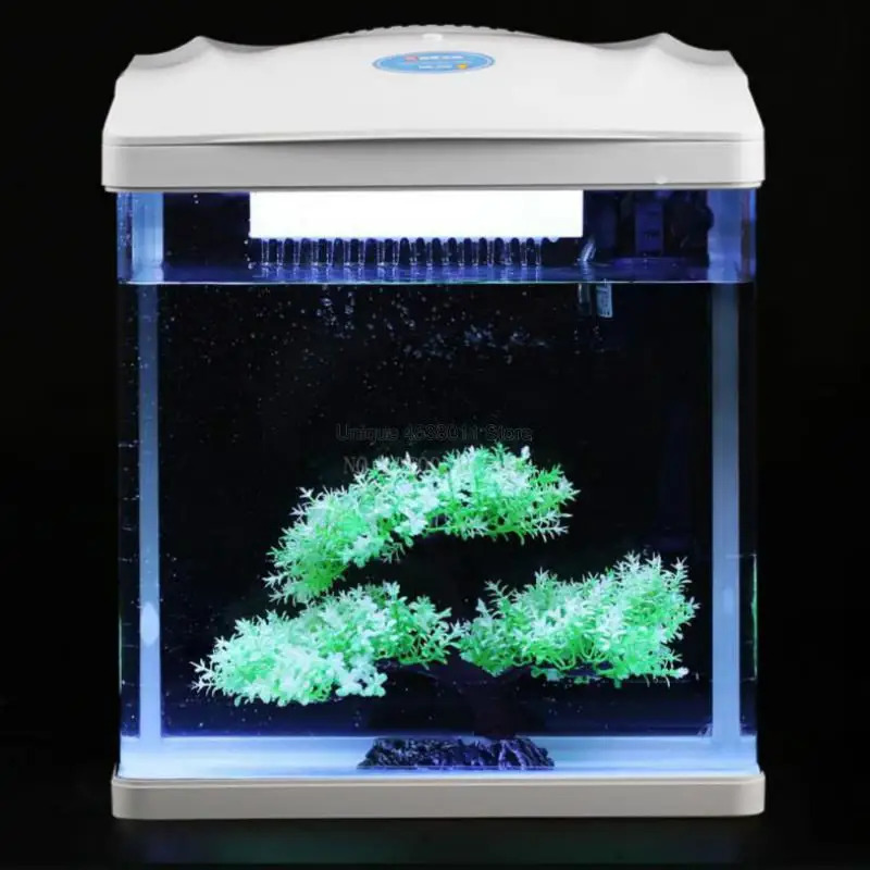

Mini Plastic Fish Tank Portable Desktop Aquarium Fish Bowl with Water Filtration LED Free Water Filter Aeration