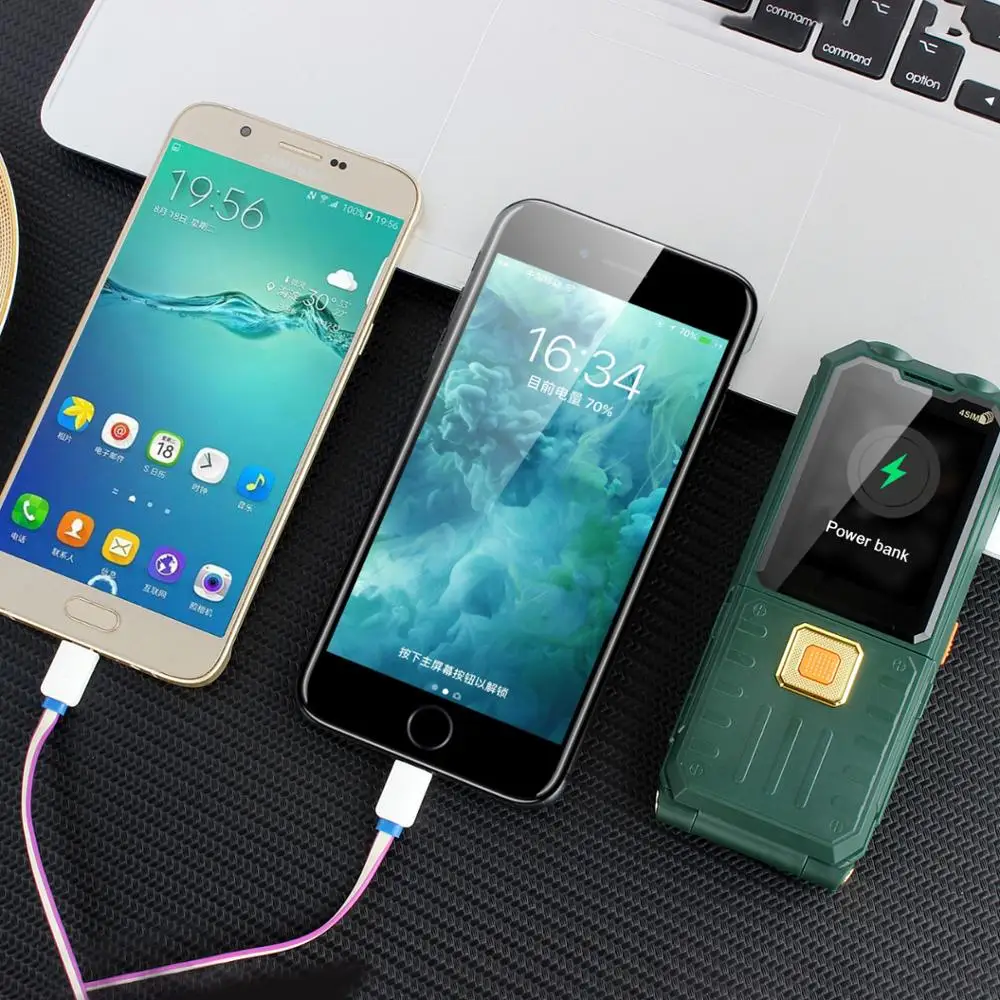 XP9000 4 SIM Flip Mobile Phone Cectdigi Dual Flashlight Long Standby Power Bank Cellphone Loud Voice Cellphone Outdoor Telephone
