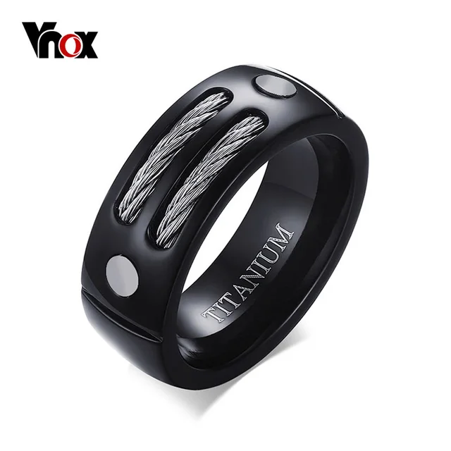 VNOX Stylish Black 100% Titanium Ring Men 8MM Unique Male Rings with Huia WIA De VNOX Stylish Black 100% Titanium Ring Men 8MM Unique Male Rings with Huia WIA De