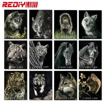 

REDIY LADIY Diamond Painting Cross Stitch Wild Animals Full Diamond Mosaic Beaded Crystal Picture Diamond Embroidery Needlework