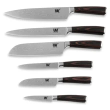 XYj Brand Cooking Tools 6 PCs Kitchen Knife Set Utility Cleaver Paring Chef Santoku Knife Stainless Steel Kitchen Knife Sets