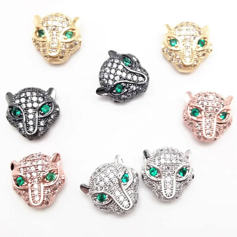 

New Arrival 2PCS/Lot CZ Crystal Spacer Beads DIY Jewelry Making Findings Copper Charm Round Leopard Beads For Bracelet Wholesale
