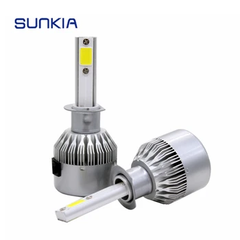 

2pcs/set SUNKIA High Bright C6 72w 7600LM H1 Car LED Headlight Car Styling 8-48V DC Waterproof 6000K Auto LED Headlamp