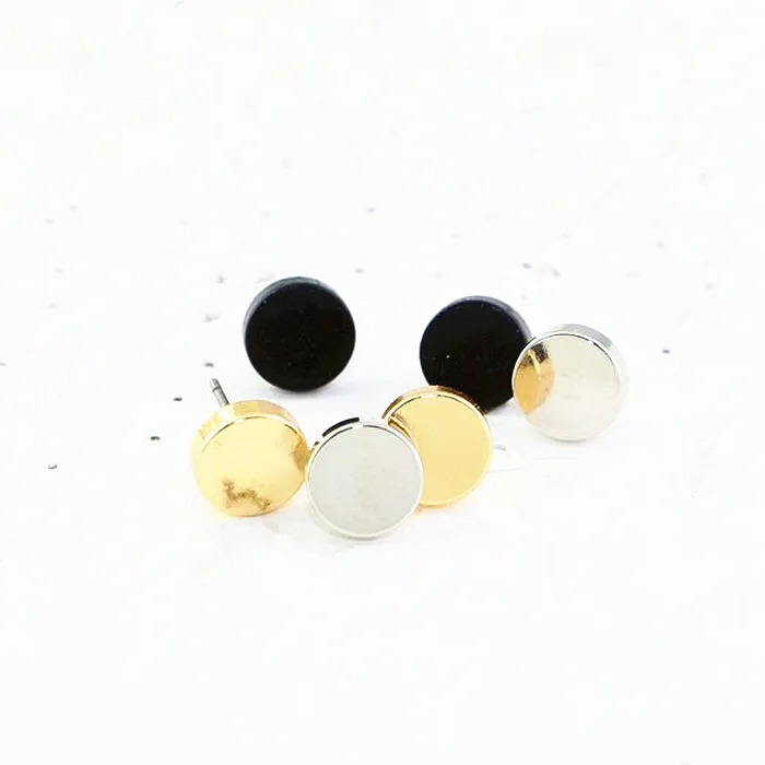 

summer joker stud earrings Accessories wholesale minimalist design copper casting wafer shape smooth simple stud earrings