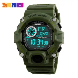 SKMEI Винтажные часы Для мужчин Профессиональный Водонепроницаемый Спорт Военная Униформа LED часы моды Повседневное Для мужчин Наручные