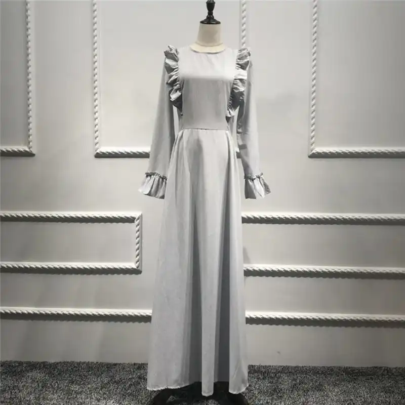 Plus Size Vestido Longo Robe Femme Ete 2020 Abaya Muslim Islam Kaftan Ruffles Striped Maxi Bodycon Hijab Dress Women Clothes Aliexpress