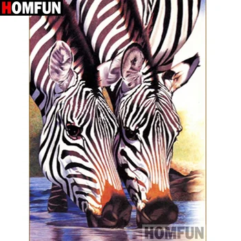 

HOMFUN Full Drill Diamond Painting "Animal zebra" DIY Picture Of Rhinestone 5D Diamond Embroidery Cross Stitch Decor A20166