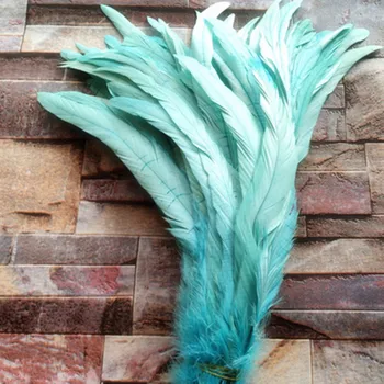 

Wholesale 1000pcs/lot 30-35cm/12-14 inch Aqua blue Rooster feather Cock Tail Feather Chicken feather Rooster tail feather