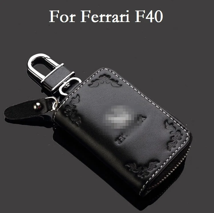 Leather Key Case Car Key Bag Keychain For Ferrari F40 Key Rings Key