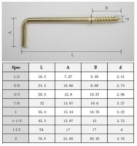 1 1 1-1/4 1-1/2 2 дюйма прижимной винт L форма фото рамка вешалка hooker саморез стены деревянный Болт 90 правый угол позолоченный