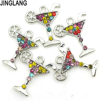 

JINGLANG Charms Bohemian Wine glass Antique Silver Plated Pendant Making DIY Handmade Tibetan Silver Finding Jewelry 30 pcs